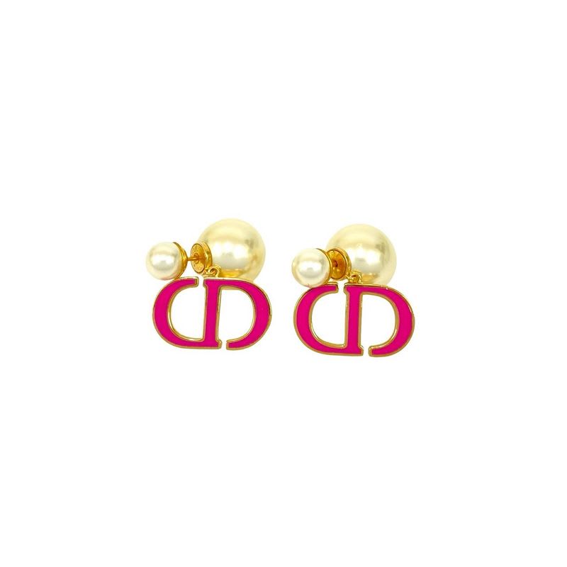 Christian Dior CD Logo GP Faux Pearl Earrings Accessories Pink — view 4