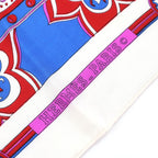 Hermes 100% Silk Paisley Motif All-over Pattern Shawl Scarf Ivory Red Blue — view 4