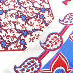 Hermes 100% Silk Paisley Motif All-over Pattern Shawl Scarf Ivory Red Blue — view 3