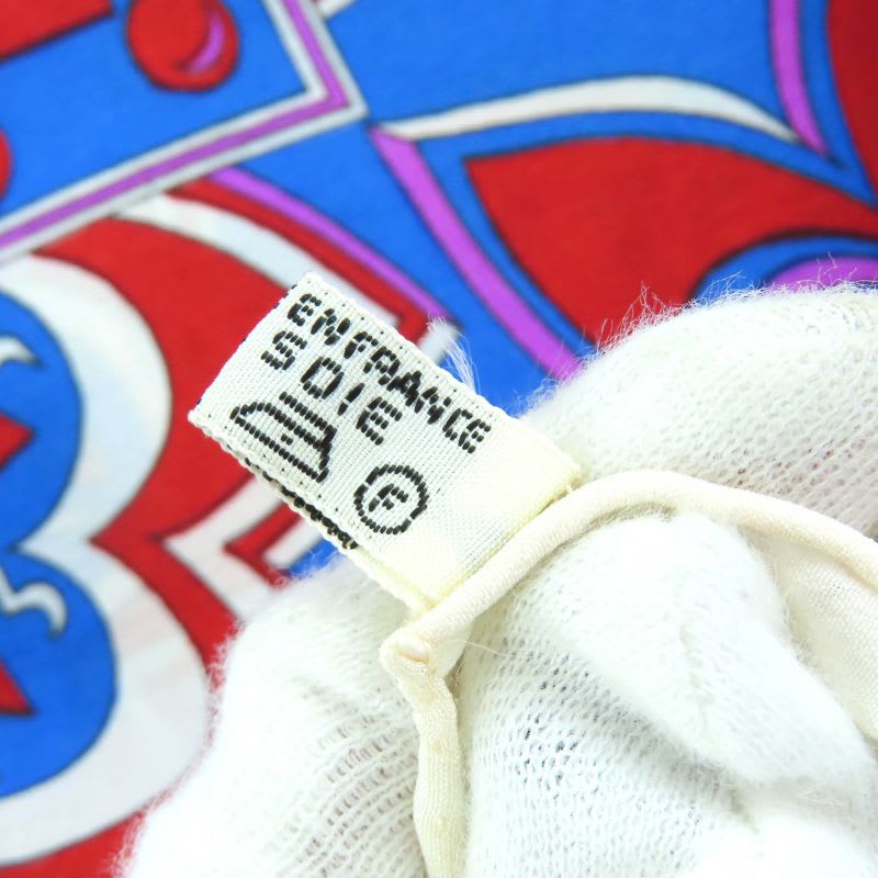 Hermes 100% Silk Paisley Motif All-over Pattern Shawl Scarf Ivory Red Blue — view 6
