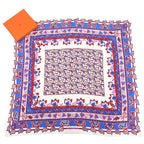 Hermes 100% Silk Paisley Motif All-over Pattern Shawl Scarf Ivory Red Blue — view 2