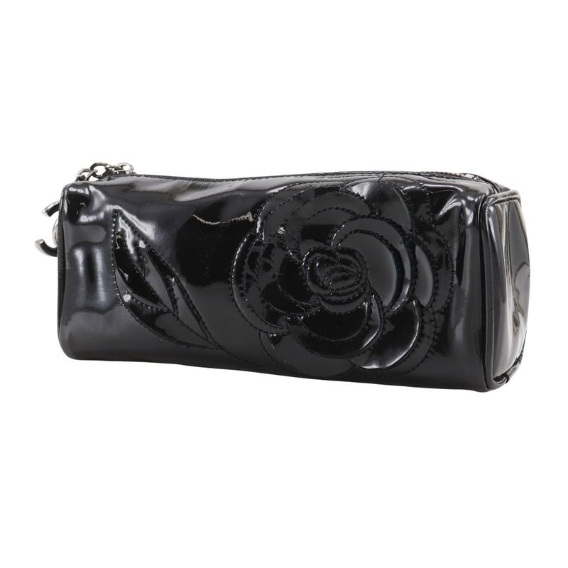 Chanel Camellia Enamel Black Pouch — view 2