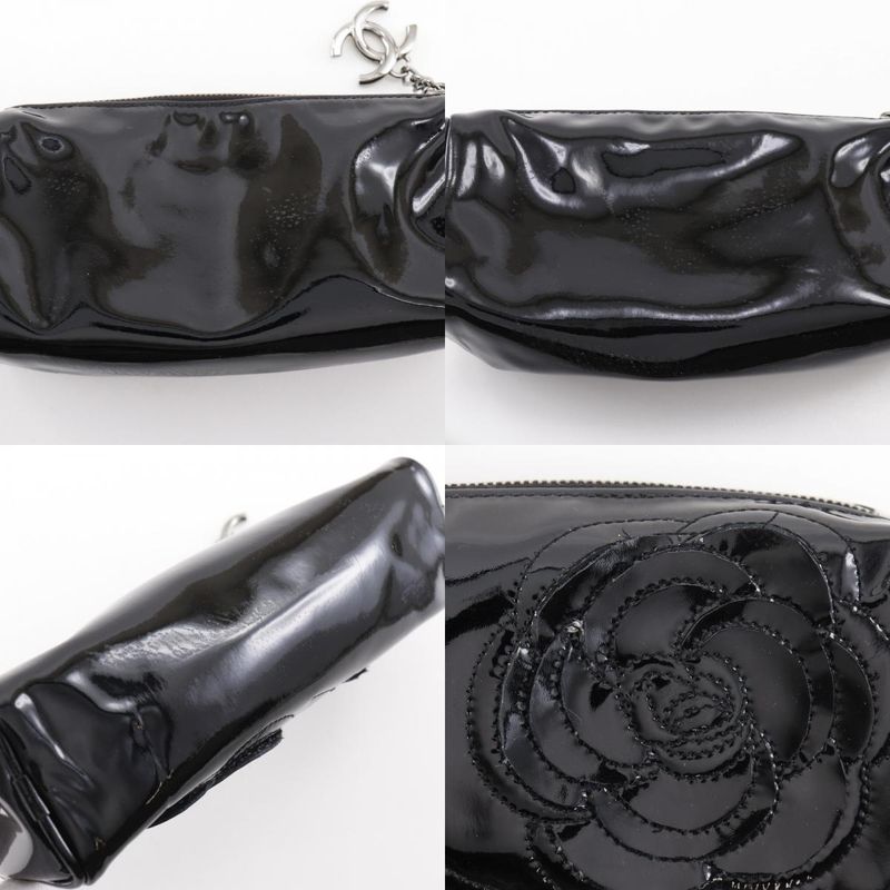 Chanel Camellia Enamel Black Pouch — view 9