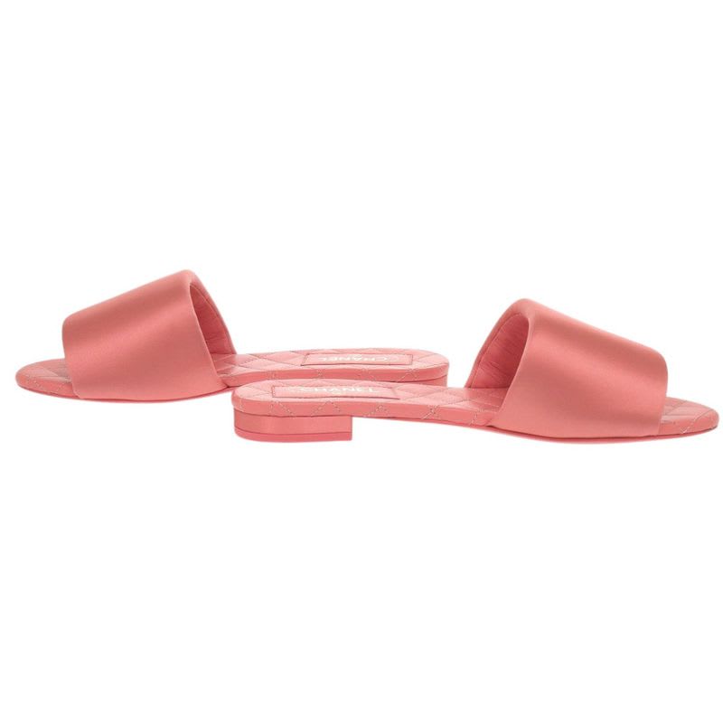 Chanel Flat Sandals Coco Mark Satin Pink 0424 — view 6
