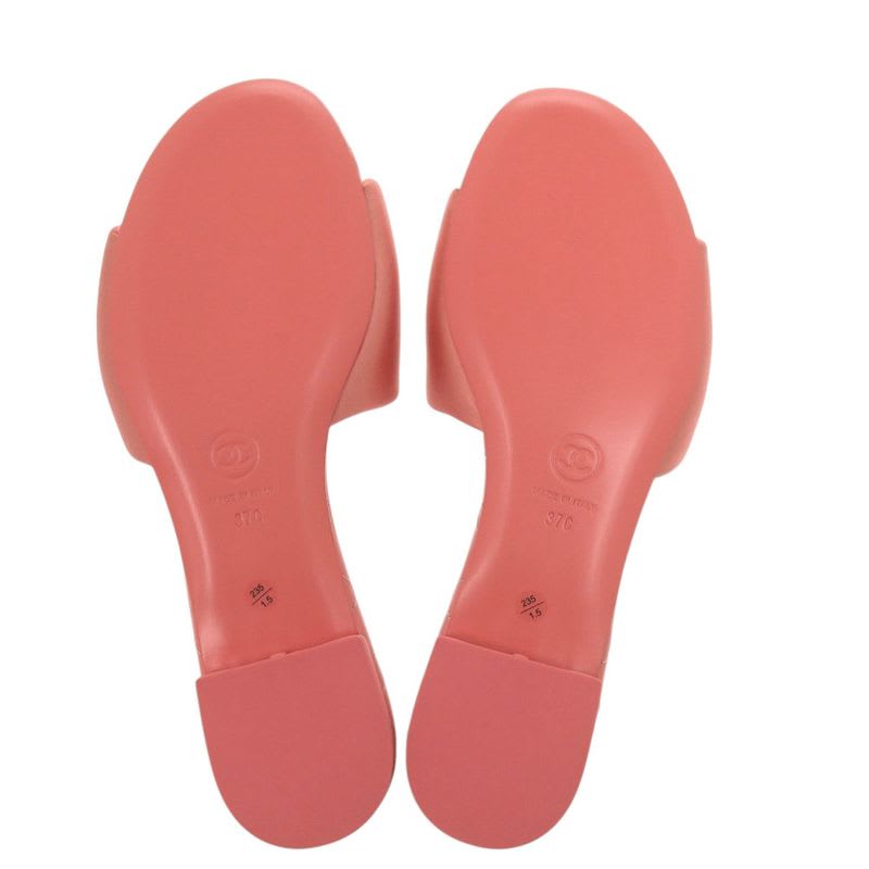 Chanel Flat Sandals Coco Mark Satin Pink 0424 — view 8