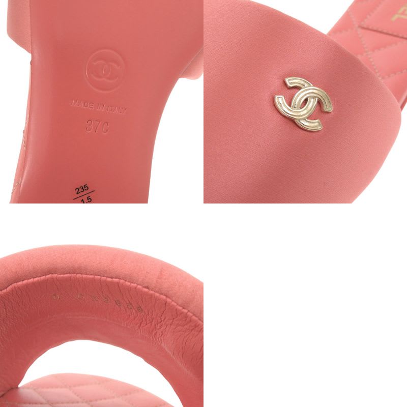 Chanel Flat Sandals Coco Mark Satin Pink 0424 — view 9