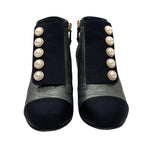 Chanel Boots Short Shoes Fabric Metallic Gray Coco Mark Pearl — view 2