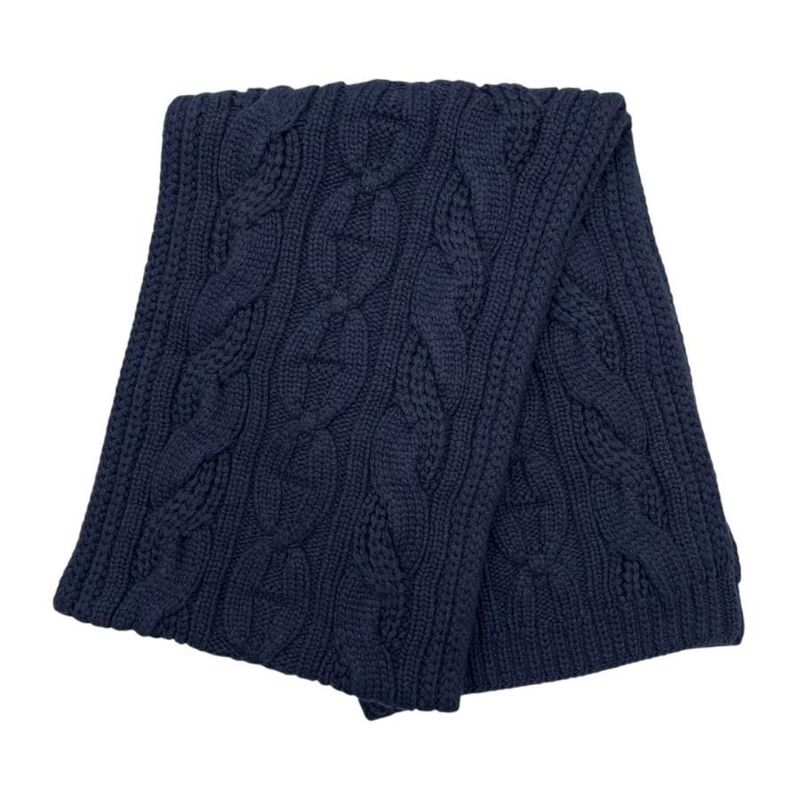 Hermes Muffler Cable Maillon T 04 Cashmere Knit Marine Navy Scarf — view 2