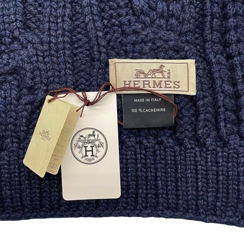 Hermes Muffler Cable Maillon T 04 Cashmere Knit Marine Navy Scarf — view 6