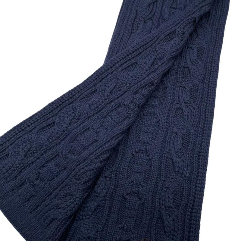 Hermes Muffler Cable Maillon T 04 Cashmere Knit Marine Navy Scarf — view 5