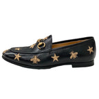 Gucci Loafers Leather Shoes Flat Horsebit Bee Star Embroidery — view 3