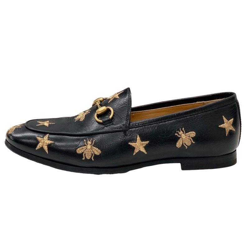 Gucci Loafers Leather Shoes Flat Horsebit Bee Star Embroidery — view 3