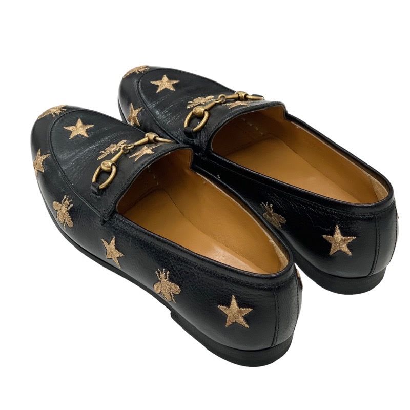 Gucci Loafers Leather Shoes Flat Horsebit Bee Star Embroidery — view 4