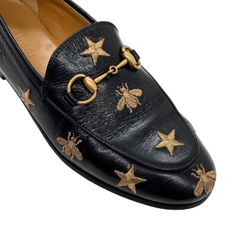 Gucci Loafers Leather Shoes Flat Horsebit Bee Star Embroidery — view 9