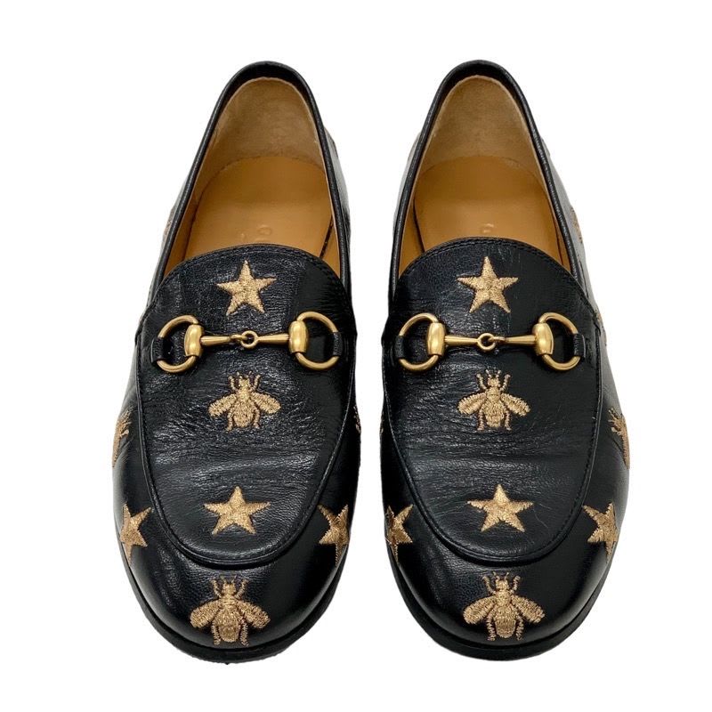 Gucci Loafers Leather Shoes Flat Horsebit Bee Star Embroidery — view 2