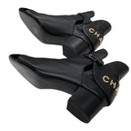 Chanel Boots Short Shoes Leather Velor Black Logo — view 6