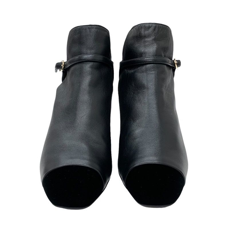 Chanel Boots Short Shoes Leather Velor Black Logo — view 2
