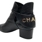 Chanel Boots Short Shoes Leather Velor Black Logo — view 9