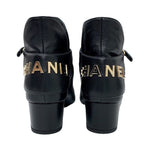 Chanel Boots Short Shoes Leather Velor Black Logo — view 5
