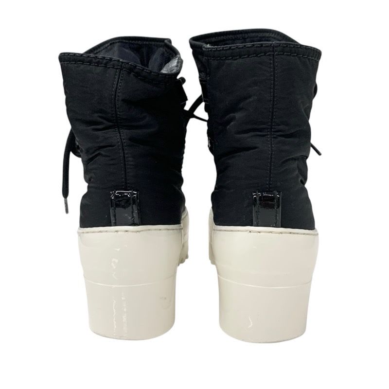 Chanel Boots Short Shoes Nylon Patent Black White Coco Mark Lace Up — view 5
