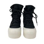 Chanel Boots Short Shoes Nylon Patent Black White Coco Mark Lace Up — view 2