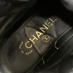 Chanel Boots Short Shoes Nylon Patent Black White Coco Mark Lace Up — view 7