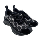 Gucci Sneakers RUN GG Crystal 34 1 2 Size Mesh Suede Rhinestone Black — view 2