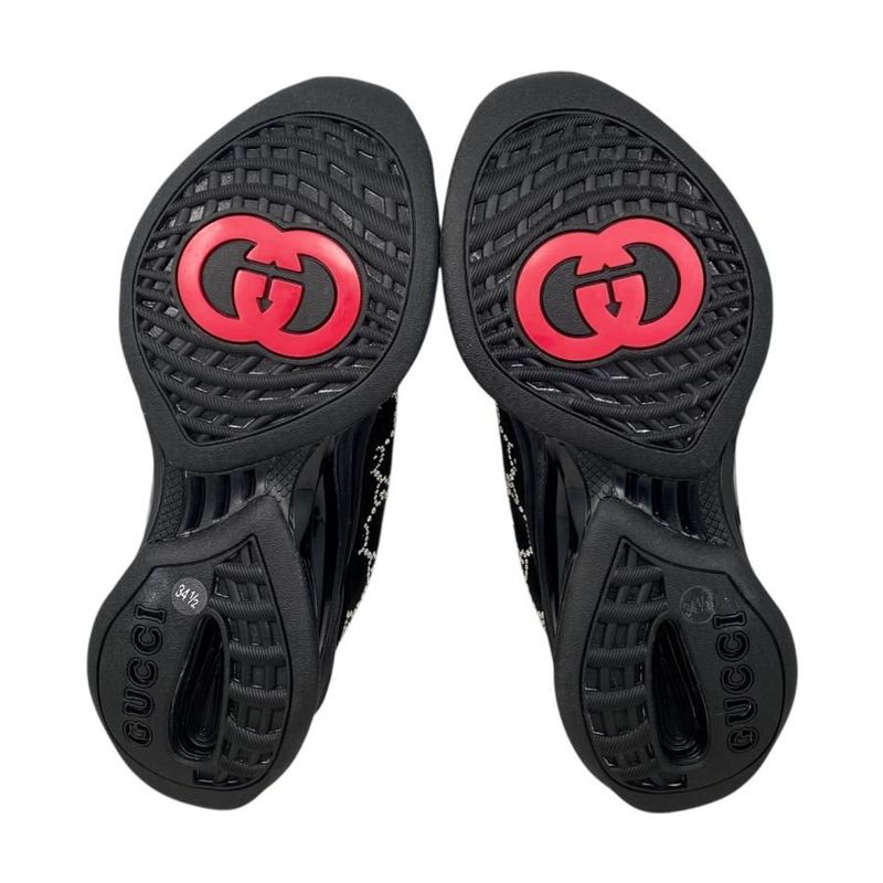 Gucci Sneakers RUN GG Crystal 34 1 2 Size Mesh Suede Rhinestone Black — view 6