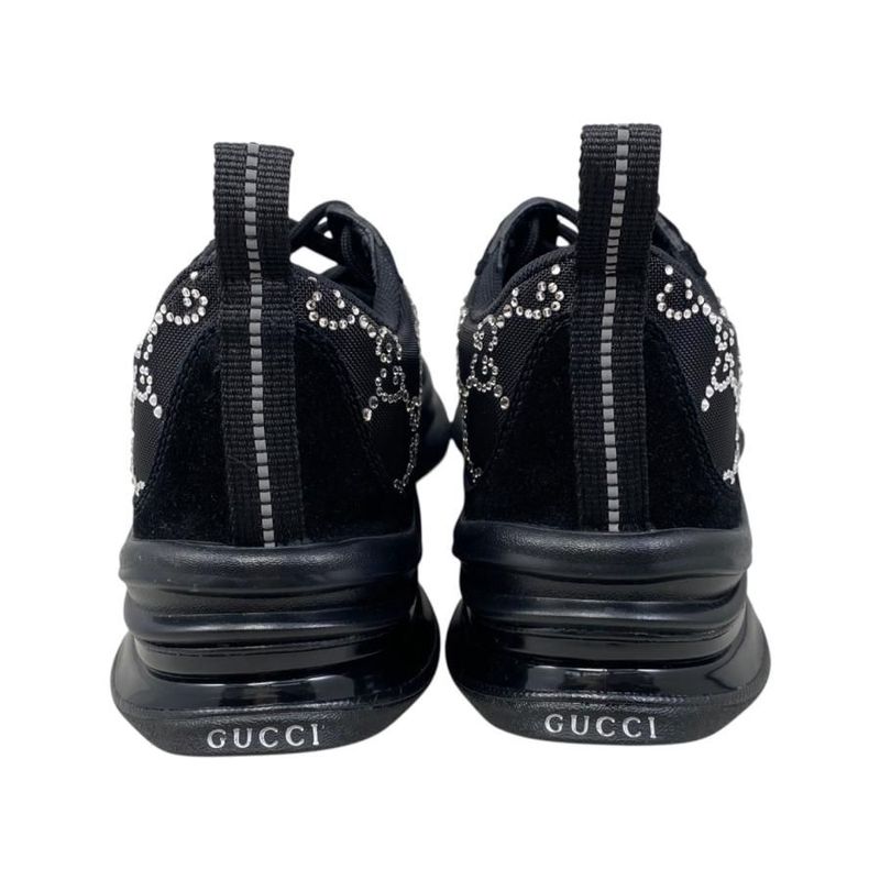 Gucci Sneakers RUN GG Crystal 34 1 2 Size Mesh Suede Rhinestone Black — view 4