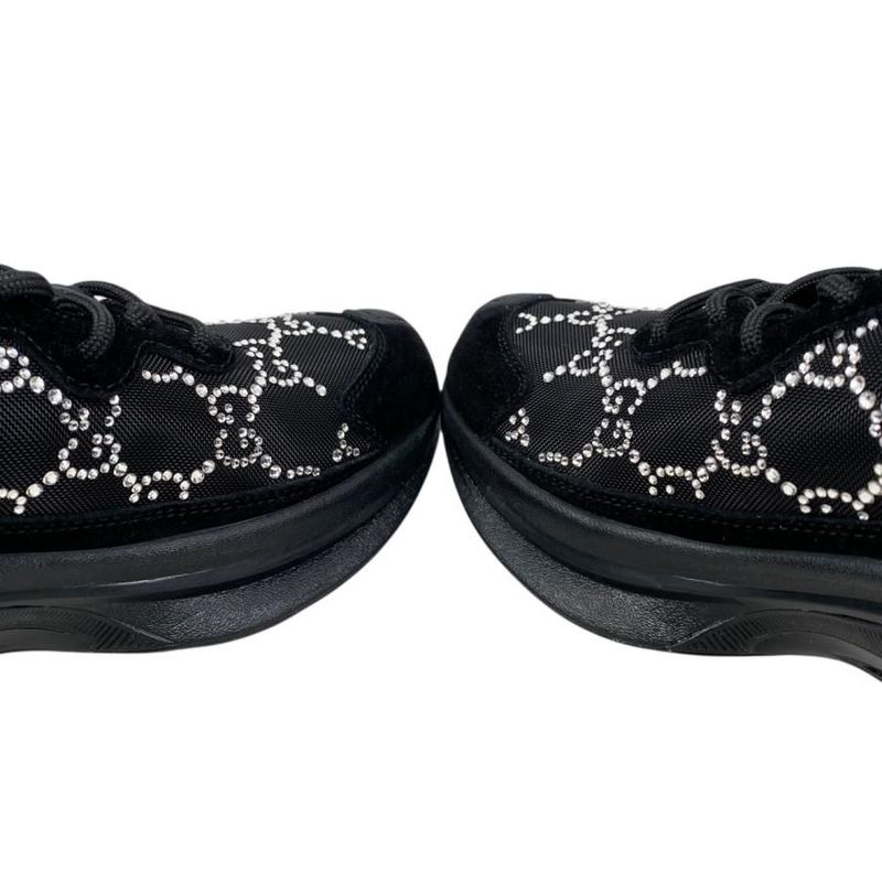 Gucci Sneakers RUN GG Crystal 34 1 2 Size Mesh Suede Rhinestone Black — view 7