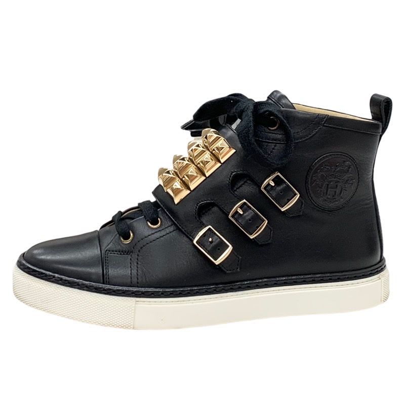 Hermes Lennox Sneakers High Cut Exlibris Studs Collier de Chien Leather — view 3