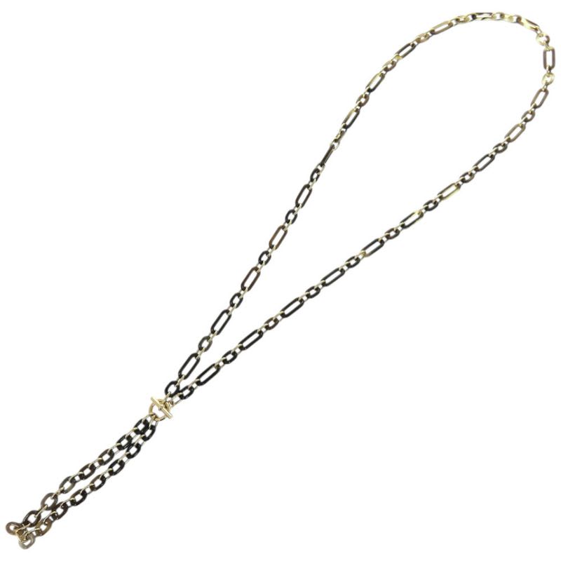 Hermes Resille Buffalo Horn GP Black Long Necklace 0252 — view 6