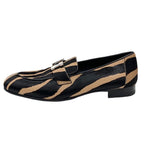 Hermes Paris Loafers Flat Shoes Moccasins Zebra Hhardware Haraco Brown — view 3