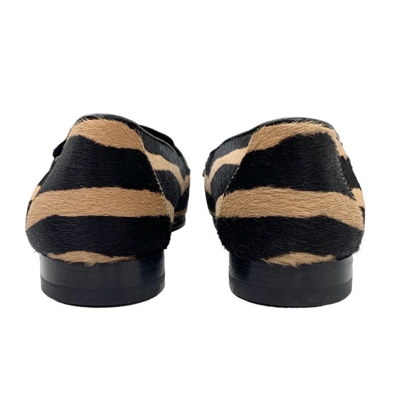 Hermes Paris Loafers Flat Shoes Moccasins Zebra Hhardware Haraco Brown — view 5