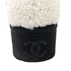 Chanel Boots Short Shoes Shearling White Black Coco Mark Logo — view 9