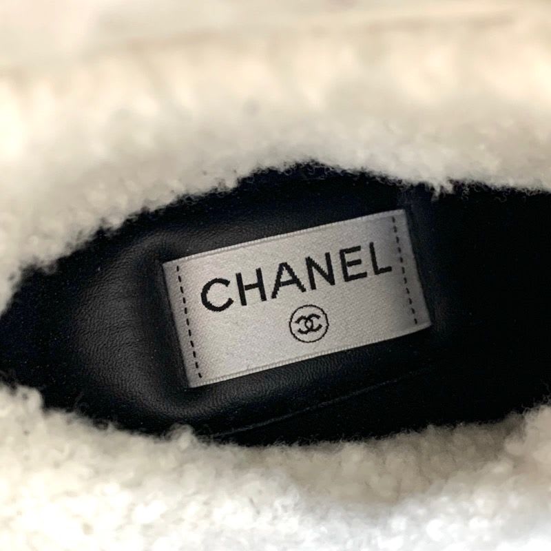 Chanel Boots Short Shoes Shearling White Black Coco Mark Logo — view 6