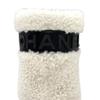 Chanel Boots Short Shoes Shearling White Black Coco Mark Logo — view 8