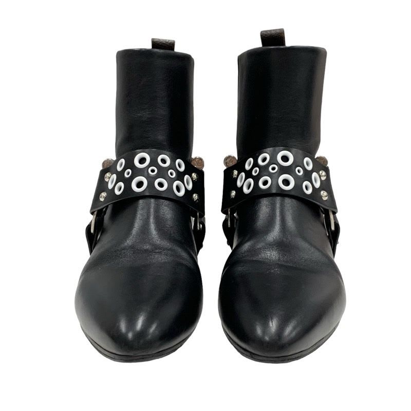 Louis Vuitton Rhapsody Line Boots Short Shoes Leather Black White Hole — view 2