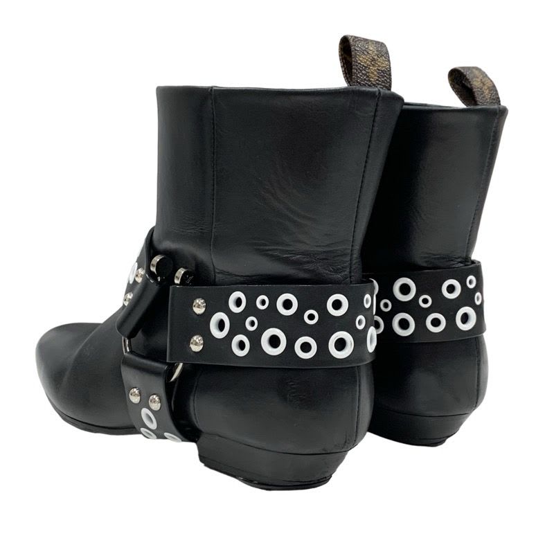 Louis Vuitton Rhapsody Line Boots Short Shoes Leather Black White Hole — view 4