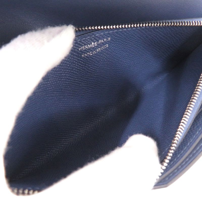 Hermes Passant Long Sangle Caval Vaux Epson Blue Brighton Silver Hardware — view 7