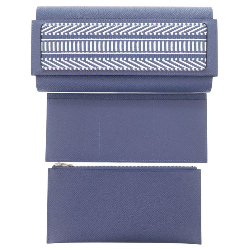 Hermes Passant Long Sangle Caval Vaux Epson Blue Brighton Silver Hardware — view 5