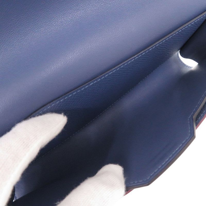 Hermes Passant Long Sangle Caval Vaux Epson Blue Brighton Silver Hardware — view 8