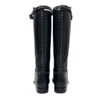 Hermes Jumping Boots Long Shoes Leather Black Silver Studs — view 5