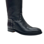 Hermes Jumping Boots Long Shoes Leather Black Silver Studs — view 9