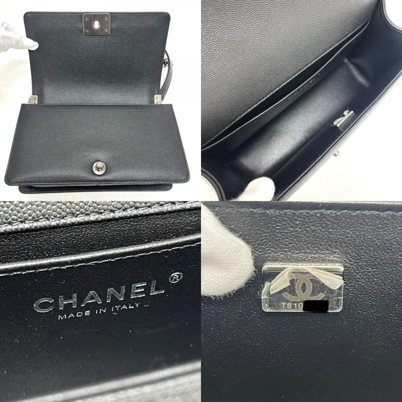 Chanel Shoulder Bag Boy 25 Caviar Leather Black — view 8
