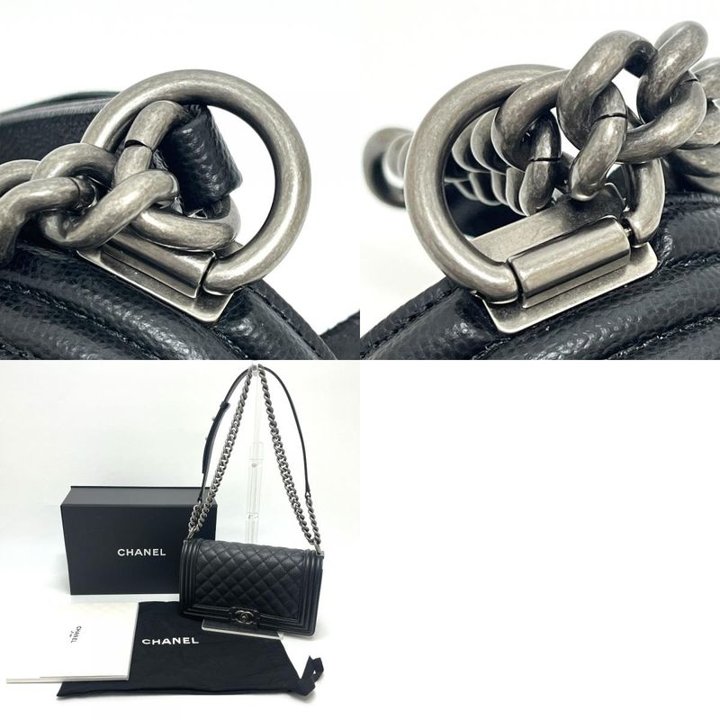 Chanel Shoulder Bag Boy 25 Caviar Leather Black — view 9