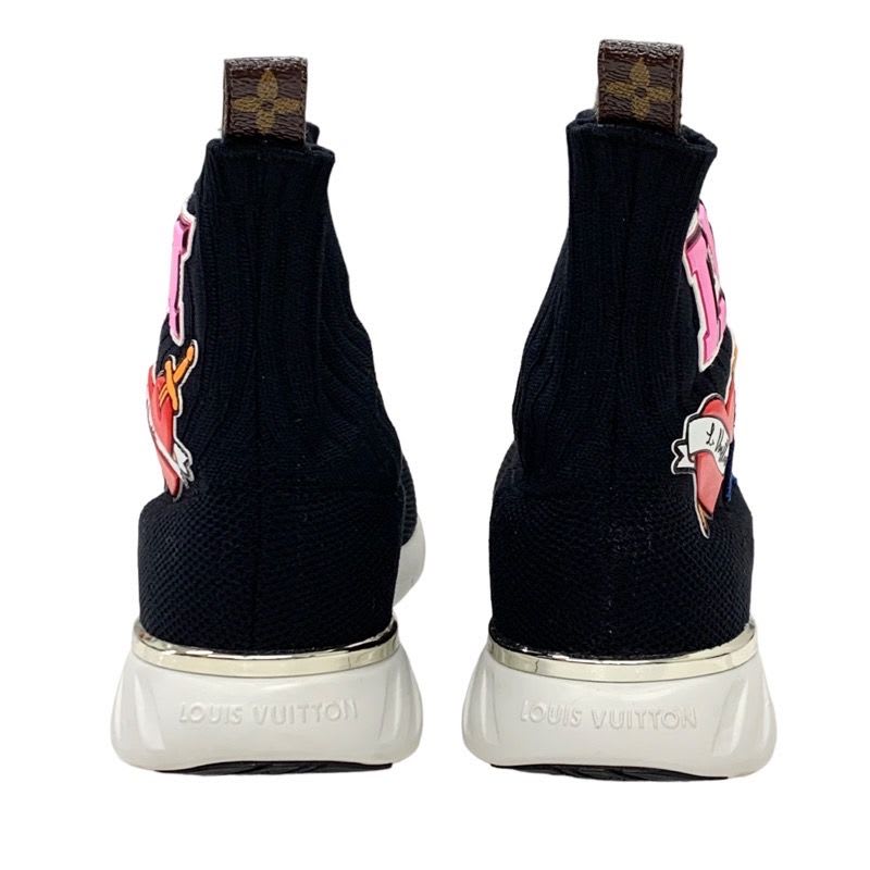 Louis Vuitton Black Heart Line Sneakers Shoes Socks Patch Knit — view 5