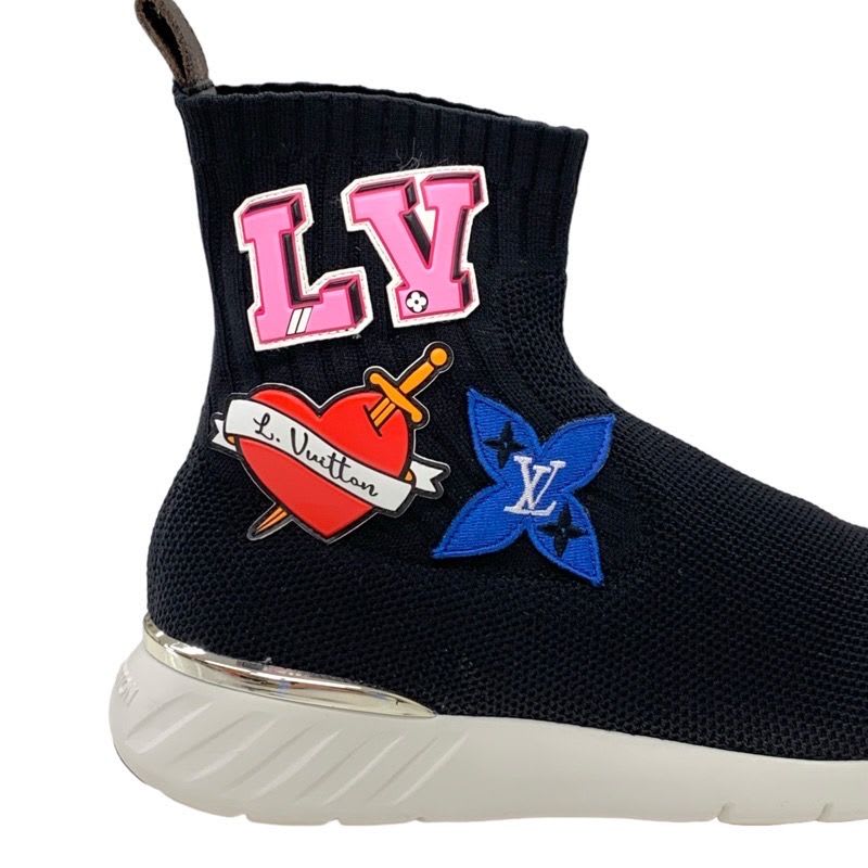 Louis Vuitton Black Heart Line Sneakers Shoes Socks Patch Knit — view 9