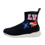 Louis Vuitton Black Heart Line Sneakers Shoes Socks Patch Knit — view 3
