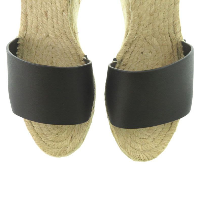 Hermes Tipoli Espadrilles Kelly Strap Wedge Sole Leather Black Silver Hardware — view 8